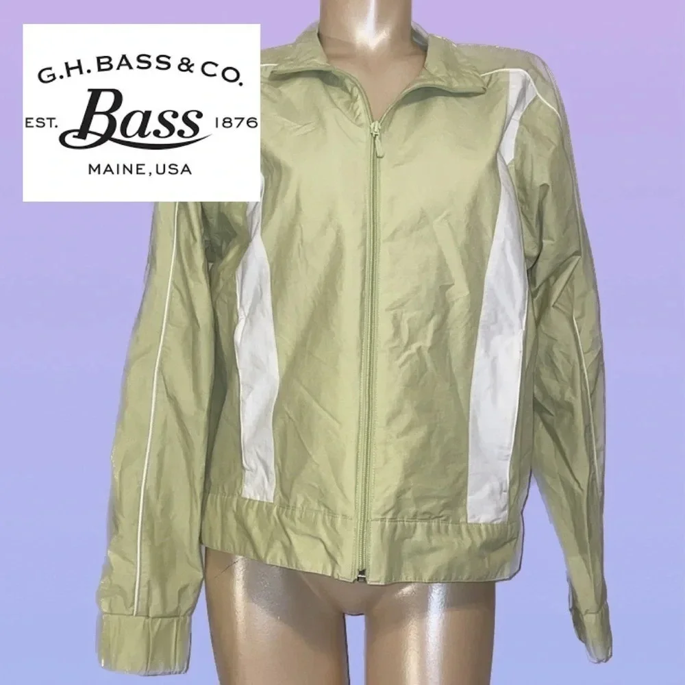 G H Bass Co women’s windbreaker coat XL 16 18 jacket rain lightweight green VTG